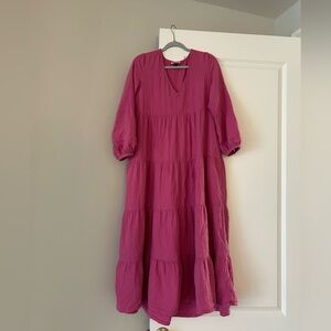 Universal Thread Vibrant Pink tiered midi Dress